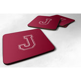 Caroline'S Treasures Cj1032-Jfc Monogram-Maroon And White Foam Coasters (Set Of 4), Initial Letter J, 3.5 H X 3.5 W, M