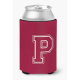 Letter P Initial Monogram - Maroon And White Can Or Bottle Beverage Insulator Hugger