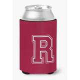 Letter R Initial Monogram - Maroon And White Can Or Bottle Beverage Insulator Hugger