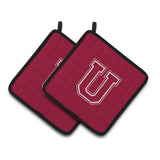 Caroline'S Treasures Monogram Initial U Maroon & White Pair Of Pot Holders Cj1032-Upthd, 7.5Hx7.5W, Multicolor