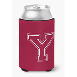 Letter Y Initial Monogram - Maroon And White Can Or Bottle Beverage Insulator Hugger