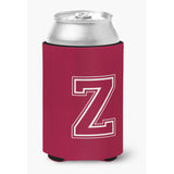 Letter Z Initial Monogram - Maroon And White Can Or Bottle Beverage Insulator Hugger