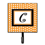 Caroline'S Treasures Cj1033-Csh4 Letter C Initial Monogram-Orange Polka Dots Leash Holder Or Key Hook, Small, Multicolor