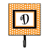 Caroline'S Treasures Cj1033-Dsh4 Letter D Initial Monogram-Orange Polka Dots Leash Holder Or Key Hook, Small, Multicolor