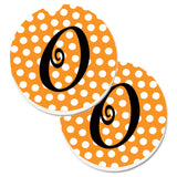 Caroline'S Treasures Monogram Initial O Orange Polkadots Set Of 2 Cup Holder Car Coasters Cj1033-Ocarc, 2.56, Multicolor