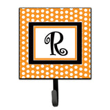 Caroline'S Treasures Cj1033-Rsh4 Letter R Initial Monogram-Orange Polka Dots Leash Holder Or Key Hook, Small, Multicolor