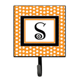 Caroline'S Treasures Cj1033-Ssh4 Letter S Initial Monogram-Orange Polka Dots Leash Holder Or Key Hook, Small, Multicolor