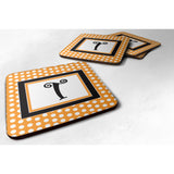 Caroline'S Treasures Cj1033-Tfc Monogram-Orange Polkadots Foam Coasters (Set Of 4), Initial Letter T, 3.5 H X 3.5 W, M