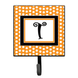 Caroline'S Treasures Cj1033-Tsh4 Letter T Initial Monogram-Orange Polka Dots Leash Holder Or Key Hook, Small, Multicolor