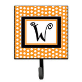 Caroline'S Treasures Cj1033-Wsh4 Letter W Initial Monogram-Orange Polka Dots Leash Holder Or Key Hook, Small, Multicolor
