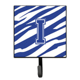 Caroline'S Treasures Cj1034-Ish4 Letter I Initial Tiger Stripe Blue And White Leash Holder Or Key Hook, Small, Multicolor