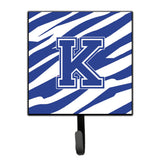 Caroline'S Treasures Cj1034-Ksh4 Letter K Initial Tiger Stripe Blue And White Leash Holder Or Key Hook, Small, Multicolor