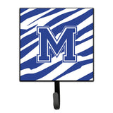 Caroline'S Treasures Cj1034-Msh4 Letter M Initial Tiger Stripe Blue And White Leash Holder Or Key Hook, Small, Multicolor