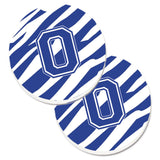 Caroline'S Treasures Monogram Initial O Tiger Stripe Blue & White Set Of 2 Cup Holder Car Coasters Cj1034-Ocarc, 2.56, Multico