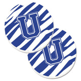 Caroline'S Treasures Monogram Initial U Tiger Stripe Blue & White Set Of 2 Cup Holder Car Coasters Cj1034-Ucarc, 2.56, Multico