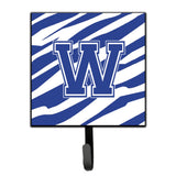 Caroline'S Treasures Cj1034-Wsh4 Letter W Initial Tiger Stripe Blue And White Leash Holder Or Key Hook, Small, Multicolor