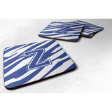 Caroline'S Treasures Cj1034-Zfc Monogram-Tiger Stripe Blue And White Foam Coasters (Set Of 4), Initial Letter Z, 3.5 H X 3