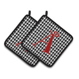 Caroline'S Treasures Letter A Monogram - Black White Houndstooth Pair Of Pot Holders Cj1035-Apthd, 7.5Hx7.5W, Multicolor