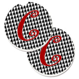 Caroline'S Treasures Monogram Initial C Houndstooth Black Set Of 2 Cup Holder Car Coasters Cj1035-Ccarc, 2.56, Multicolor
