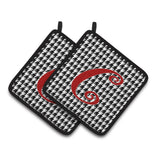 Caroline'S Treasures Monogram Initial C Houndstooth Black Pair Of Pot Holders Cj1035-Cpthd, 7.5Hx7.5W, Multicolor