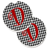 Caroline'S Treasures Monogram Initial D Houndstooth Black Set Of 2 Cup Holder Car Coasters Cj1035-Dcarc, 2.56, Multicolor