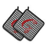 Caroline'S Treasures Monogram Initial G Houndstooth Black Pair Of Pot Holders Cj1035-Gpthd, 7.5Hx7.5W, Multicolor