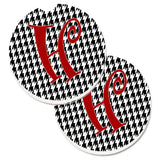 Caroline'S Treasures Monogram Initial H Houndstooth Black Set Of 2 Cup Holder Car Coasters Cj1035-Hcarc, 2.56, Multicolor