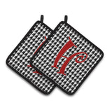 Caroline'S Treasures Monogram Initial H Houndstooth Black Pair Of Pot Holders Cj1035-Hpthd, 7.5Hx7.5W, Multicolor