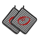 Caroline'S Treasures Monogram Initial O Houndstooth Black Pair Of Pot Holders Cj1035-Opthd, 7.5Hx7.5W, Multicolor