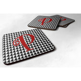 Caroline'S Treasures Cj1035-Pfc Monogram-Houndstooth Black Foam Coasters (Set Of 4), Initial Letter P, 3.5 H X 3.5 W,