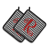 Caroline'S Treasures Monogram Initial R Houndstooth Black Pair Of Pot Holders Cj1035-Rpthd, 7.5Hx7.5W, Multicolor