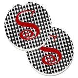 Caroline'S Treasures Monogram Initial S Houndstooth Black Set Of 2 Cup Holder Car Coasters Cj1035-Scarc, 2.56, Multicolor