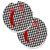 Caroline'S Treasures Monogram Initial U Houndstooth Black Set Of 2 Cup Holder Car Coasters Cj1035-Ucarc, 2.56, Multicolor