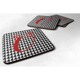 Caroline'S Treasures Cj1035-Ufc Monogram-Houndstooth Black Foam Coasters (Set Of 4), Initial Letter U, 3.5 H X 3.5 W,