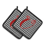Caroline'S Treasures Monogram Initial U Houndstooth Black Pair Of Pot Holders Cj1035-Upthd, 7.5Hx7.5W, Multicolor
