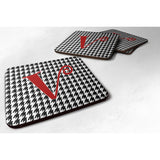 Caroline'S Treasures Cj1035-Vfc Monogram-Houndstooth Black Foam Coasters (Set Of 4), Initial Letter V, 3.5 H X 3.5 W,
