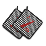 Caroline'S Treasures Monogram Initial Z Houndstooth Black Pair Of Pot Holders Cj1035-Zpthd, 7.5Hx7.5W, Multicolor