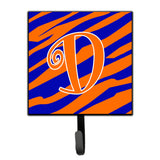 Caroline'S Treasures Cj1036-Dsh4 Letter D Initial Tiger Stripe Blue And Orange Leash Holder Or Key Hook, Small, Multicolor