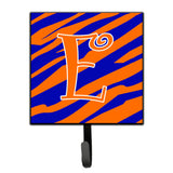Caroline'S Treasures Cj1036-Esh4 Letter E Initial Tiger Stripe Blue And Orange Leash Holder Or Key Hook, Small, Multicolor