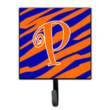 Caroline'S Treasures Cj1036-Psh4 Letter P Initial Tiger Stripe Blue And Orange Leash Holder Or Key Hook, Small, Multicolor