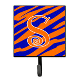 Caroline'S Treasures Cj1036-Ssh4 Letter S Initial Tiger Stripe Blue And Orange Leash Holder Or Key Hook, Small, Multicolor
