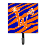 Caroline'S Treasures Cj1036-Wsh4 Letter W Initial Tiger Stripe Blue And Orange Leash Holder Or Key Hook, Small, Multicolor