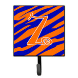 Caroline'S Treasures Cj1036-Zsh4 Letter Z Initial Tiger Stripe Blue And Orange Leash Holder Or Key Hook, Small, Multicolor