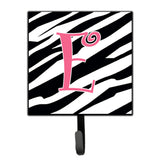 Caroline'S Treasures Cj1037-Esh4 Letter E Initial Monogram-Zebra Stripe And Pink Leash Holder Or Key Hook, Small, Multicolor