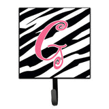 Caroline'S Treasures Cj1037-Gsh4 Letter G Initial Monogram-Zebra Stripe And Pink Leash Holder Or Key Hook, Small, Multicolor