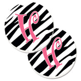 Caroline'S Treasures Monogram Initial H Zebra Stripe & Pink Set Of 2 Cup Holder Car Coasters Cj1037-Hcarc, 2.56, Multicolor