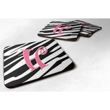 Caroline'S Treasures Cj1037-Hfc Monogram-Zebra Stripe And Pink Foam Coasters (Set Of 4), Initial Letter H, 3.5 H X 3.5