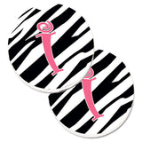 Caroline'S Treasures Monogram Initial I Zebra Stripe & Pink Set Of 2 Cup Holder Car Coasters Cj1037-Icarc, 2.56, Multicolor