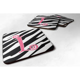 Caroline'S Treasures Cj1037-Lfc Monogram-Zebra Stripe And Pink Foam Coasters (Set Of 4), Initial Letter L, 3.5 H X 3.5