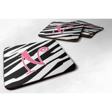 Caroline'S Treasures Cj1037-Nfc Monogram-Zebra Stripe And Pink Foam Coasters (Set Of 4), Initial Letter N, 3.5 H X 3.5